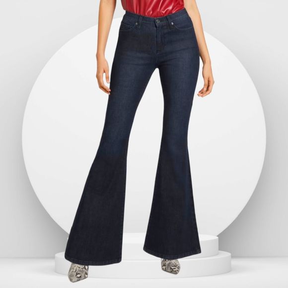 New York & Company Denim - NY&Co Dark Blue Wash High-Waisted Flare Jeans NWT